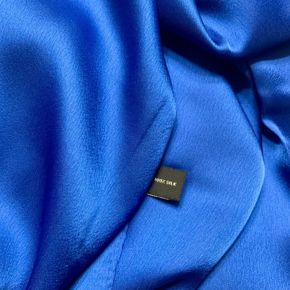 Royal blue 100% SILK SATIN Large Shawl Scarf Wrap Wedding Bridesmaid Cover up - Picture 3 of 6